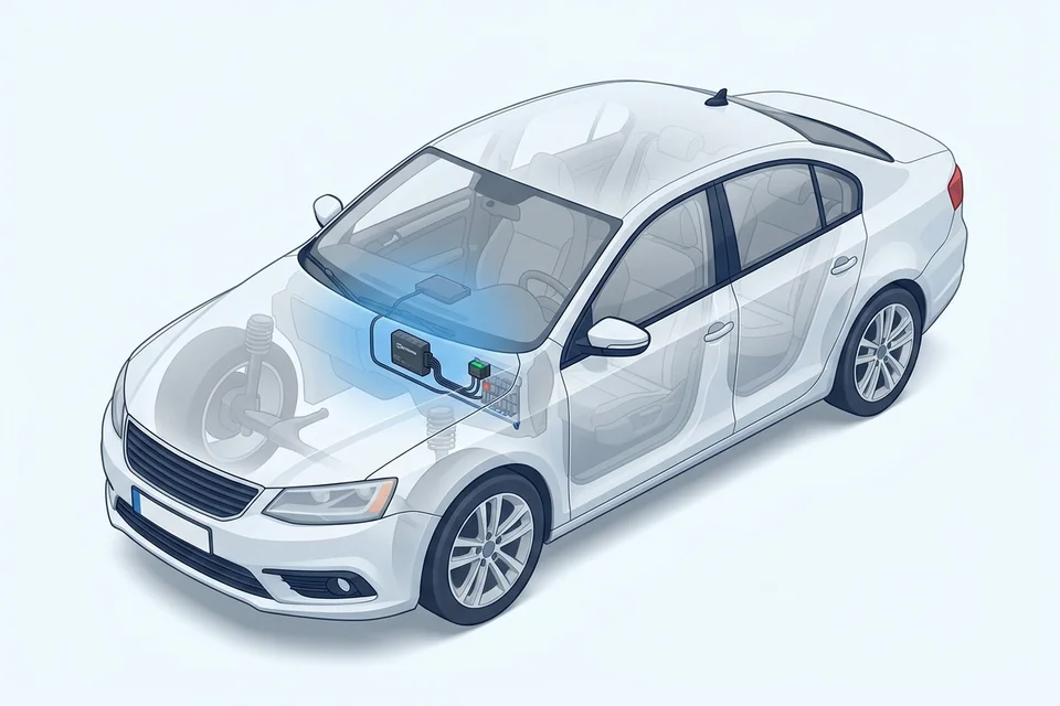 Προτεινόμενη θέση GPS tracker σε αυτοκίνητο
